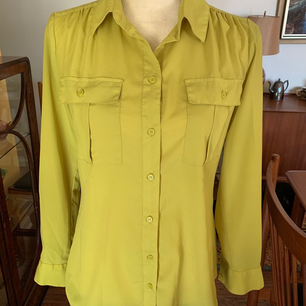 Long sleeved chartreuse blouse